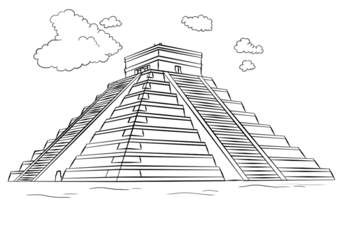 Mayan Pyramid   Chichen Itza Coloring Page